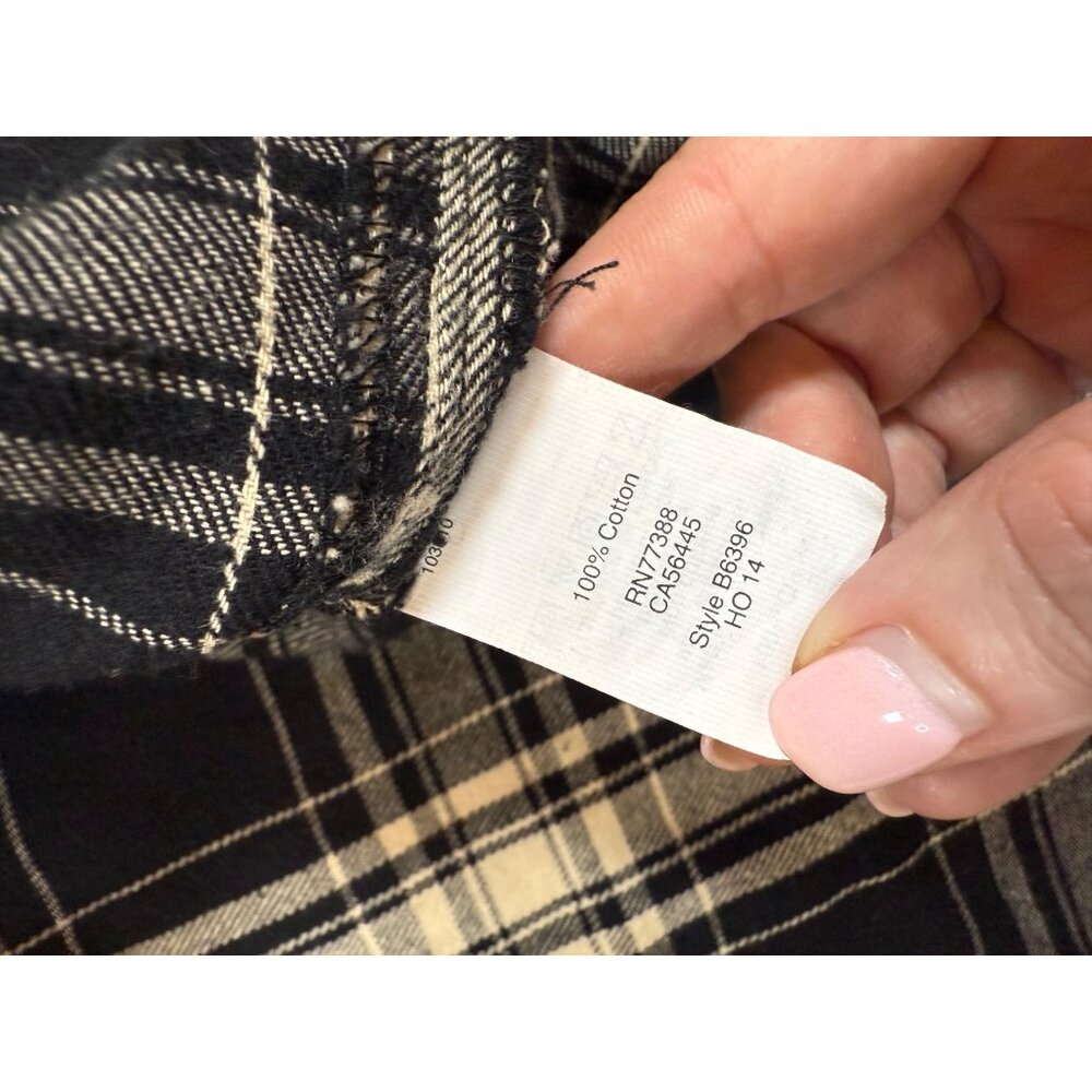 Madewell Womens Plaid Button-Down Shirt Black & Beige Cotton Size S (FF277) - Picture 7 of 7